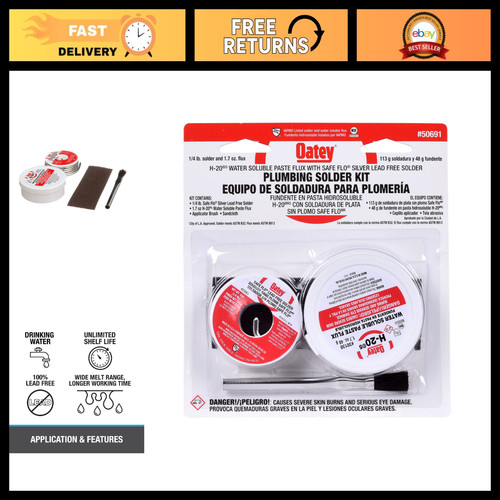 Plumbing Solder Kit - 1/4 lb Solder & 1.7 oz Flux for Copper Pipe Repair