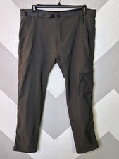 Prana Men Hiking Pants 38x30 Slim Fit Brown Cargo Breathe Belted Outdoor Roll Up
