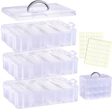 Bead Organizer Box, 84Pcs Small Plastic Containers with Lids and Labels, 3-Tier