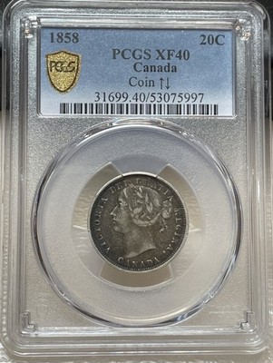 Canada, 1858 Victoria Twenty Cents, 20c PCGS XF 40 - 730,392