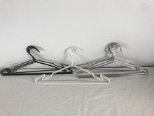 13 Industrial Black, Silver White Metal Clothes Hangers Group Lot