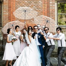 Set of 10 Clear Transparent Umbrellas   42" Foldable, Automatic Open