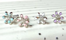 1pc Enamel Flower Top 20g Nose Ring Stud Surgical Steel Body Jewelry
