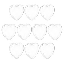 10Pcs Clear Fillable Heart Ornament 2.4" Plastic Balls Transparent Heart Decor