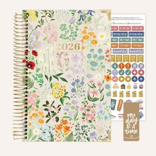 bloom daily planners 2026 Hard Cover Planner, 5.5" x 8.25", Garden Party, Beige