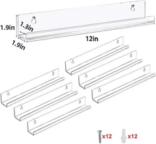 6 Pack Vinyl Record Storage Holder Album Display Stand Wall Mount Clear Shelf
