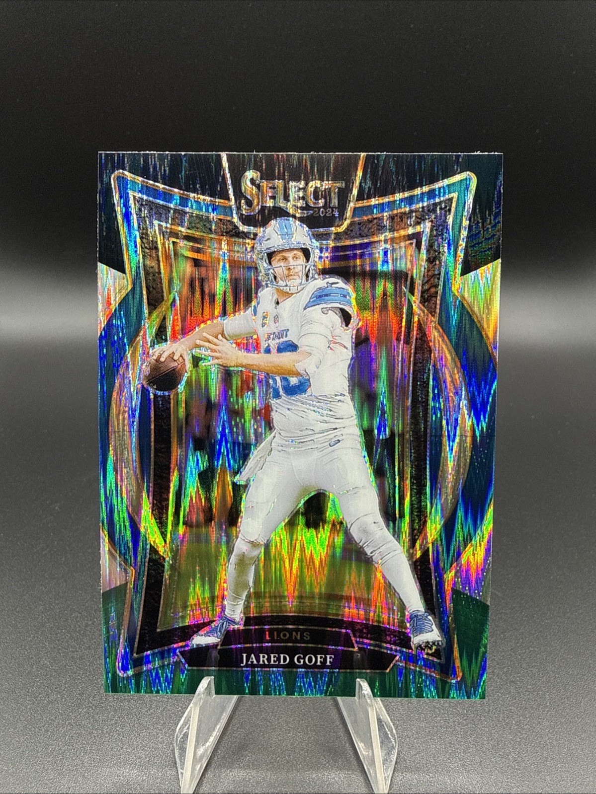 2024 Panini Select - Concourse Jared Goff #36 Black & Green Shock Prizm