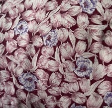 Two 1/2 Yards Purple Burgundy Flowered Fabric 44 Wide 100 Cotton