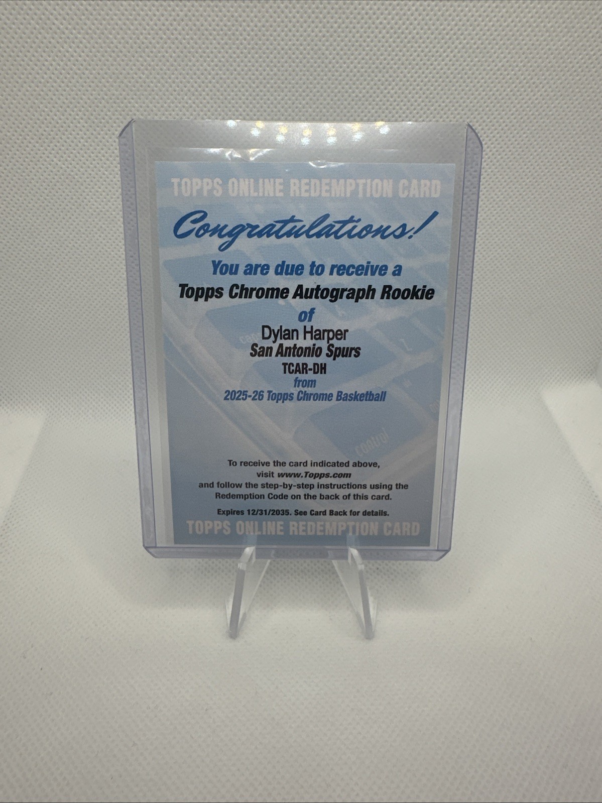 2025-26 Topps Chrome Dylan Harper RC Rookie Auto Redemption # TCAR-DH