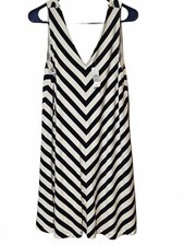Ann Taylor Loft Womens Dress Size Medium Striped White and Navy Blue Nwt Ret $65