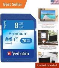 8GB SDHC Memory Card - UHS-I V10 Class 10, Waterproof & Shockproof