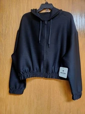 Black Oversized  Zip-Up Hoodie Activewear Jacket. Large. NWT.  Ebb & Flow.