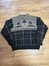Vintage Polo Ralph Lauren Downhill Skier Lambswool Knit Sweater Medium Rare