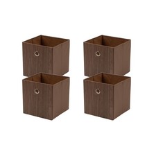 Mainstays 4pk Collapsible Fabric Storage Bins 10.5" Cube Organizers Warm Walnut
