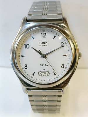 TIMEX VISTA QUARTZ WHITE DIAL INDIA MEN'S WORKING CONDITION