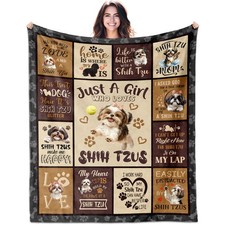 Shih Tzu Dog Mom Throw Blanket 60x50 Inch Soft Fleece Pet Lover Home Decor