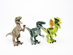 Lego Jurassic World Dinosaur Lot Of 3- 2x Velociraptor, Dilophosaurus NEW