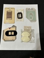NOS 5 Cards Vintage Belt Buckles Mother of Pearl, Copper, Velvet, Leather, Etc
