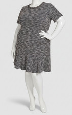 Jessica Howard Women's Blue Bouclé Jewel-Neck Shift Dress Plus Size 16W