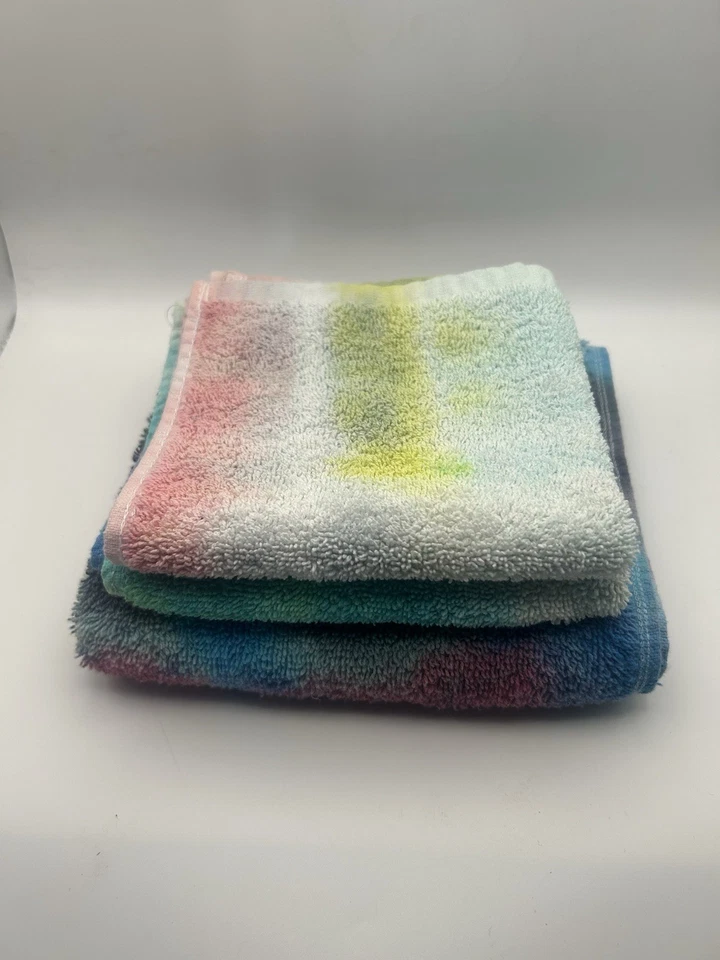 Juego de 3 toallas y paños de lavado para teñir a mano hecho a mano reciclado Foto 2 de 4