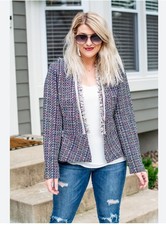 Women's Multicolor Tweed Jacket Size Small Blazer Lined