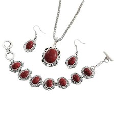 DATOA Bohemian Jewelry Set Fashion Costume Jewels Boho Turquoise Necklace Red