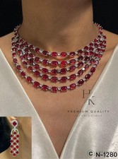 Five Layer American Diamond Necklace Set Bridal Wedding Gift Elegant CZ Jewelry