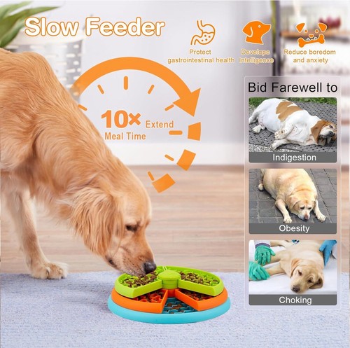 Slow Feeder Dog Bowl 3 Layers, Reduces Boredom and Anxiety 2pcs For S/M/L New - Picture 2 of 17