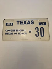 2004 Congressional Medal of Honor Texas License Plate Military Excellent 