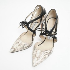 JIMMY CHOO Python High Heels Ribbon Pointed Toe Stiletto Pumps Size 36/US 6