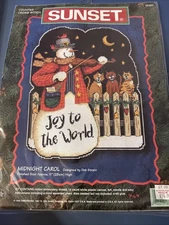 SUNSET Midnight Carol Counted Cross Stitch Christmas Cats Snowman 18357 NEW