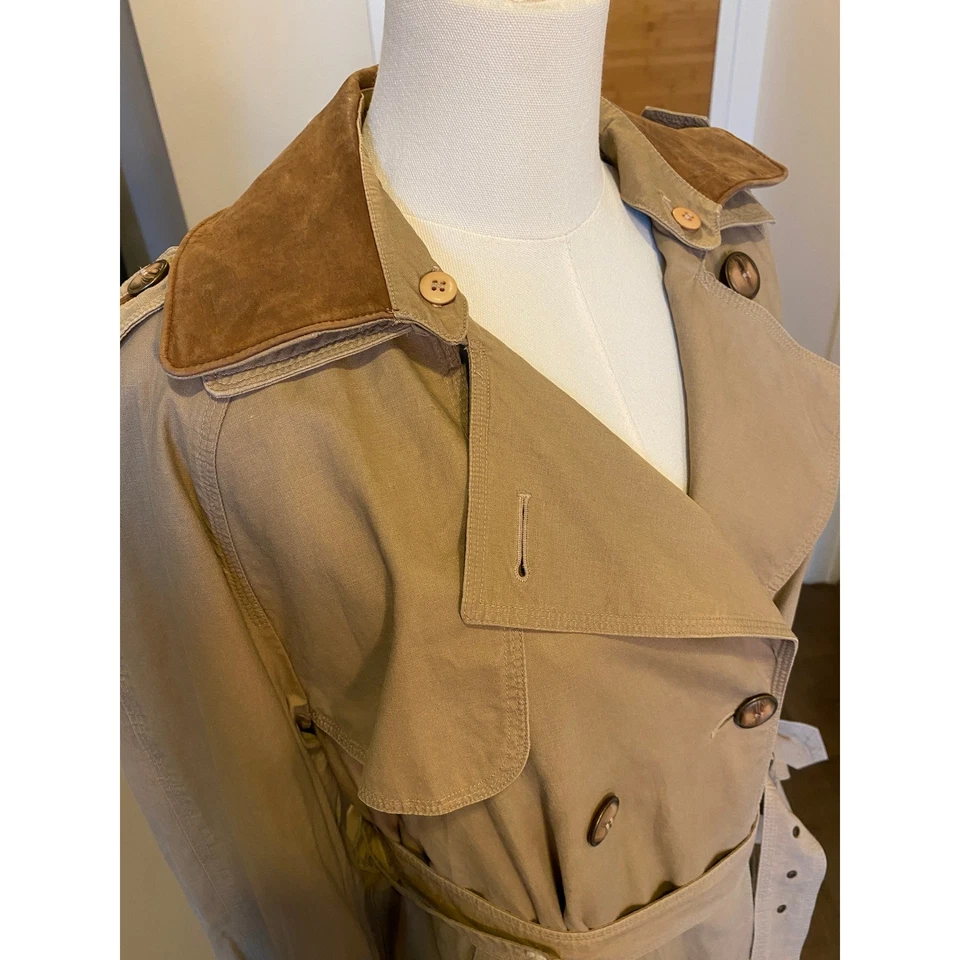 TOWNE FROM LONDON FOG Women's Beige Trench Coat Double Breasted Belted Sz 6R S/M - Image 3 of 4
