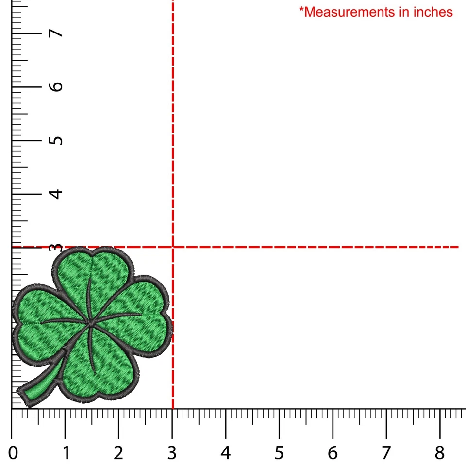 Green Leaf Embroidered Patch 3" Iron On Sew On Lucky Clover Applique DIY Jacket - Image 3 of 4