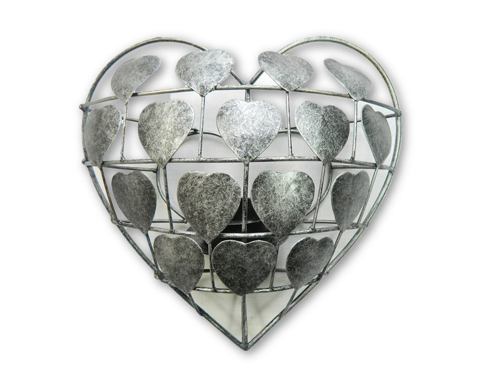 Metal Heart Sconce Tealight Candle Holder Love Heart Wall Art - Silver Sconce