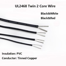 UL2468 Twin 2 Core PVC Cable Tinned Copper Wire Flame Retardant Heat Resistant