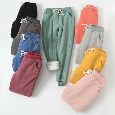 Womens Sweat Pants Sherpa Lined Fleece 