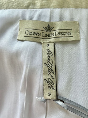 Arte Italica-Crown Linen Designs Blazer lungo donna Bobbi in avorio - Taglia S - Nuovo con etichette - Foto 6 di 7