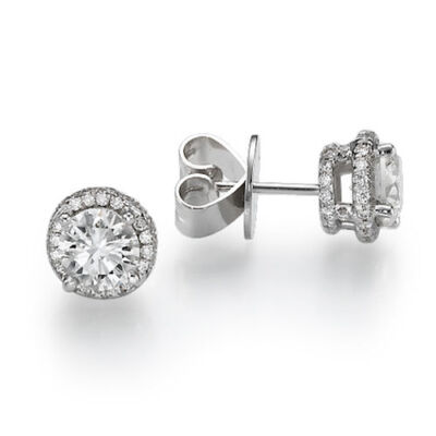 Carissima Orecchini a Perno con Diamante e Acquamarina in Oro Bianco 9 ct