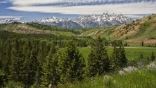 Landscape nature green forest clearing mountains Custom Gaming Mat Desk