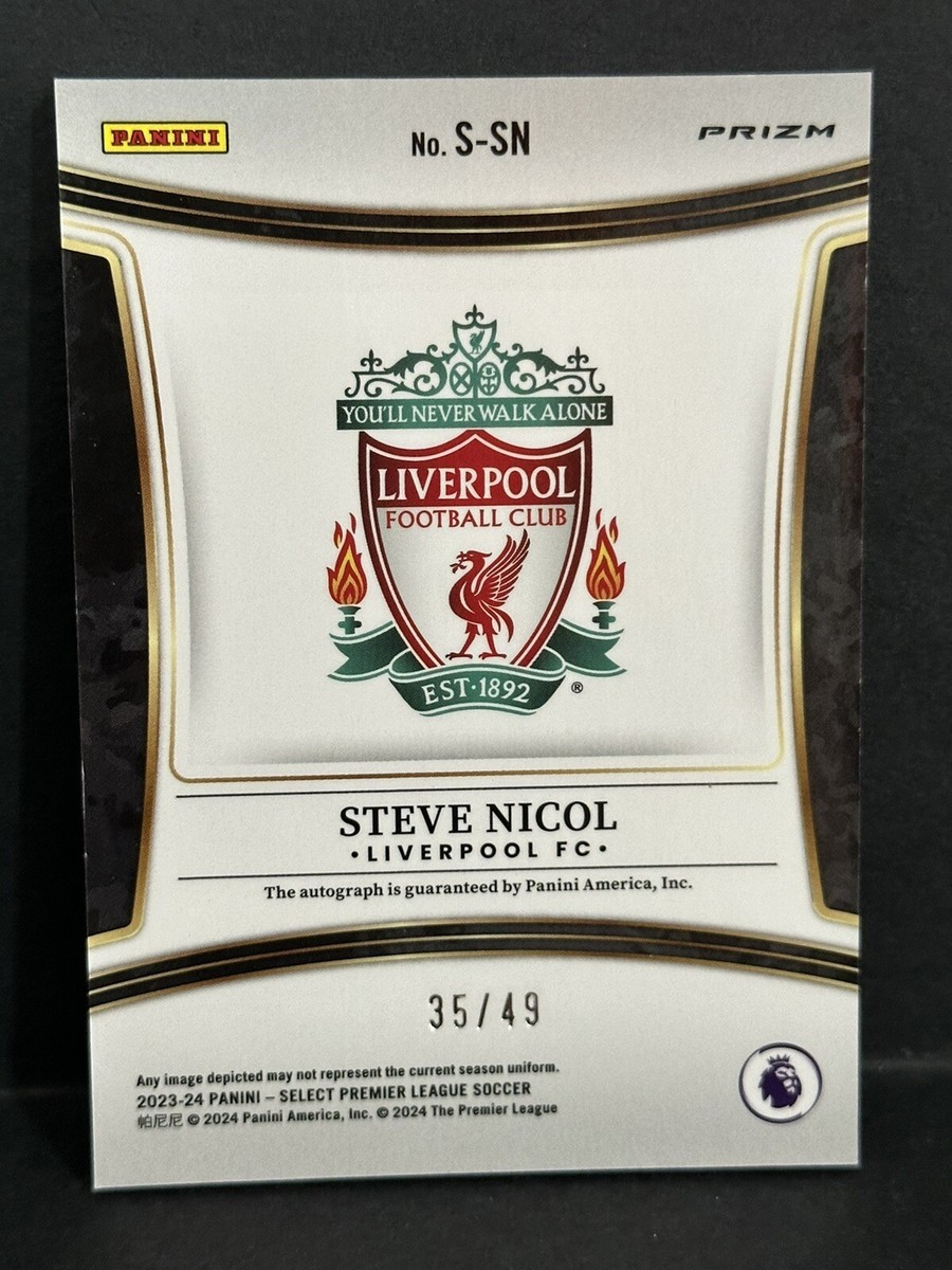 2023-24 Panini Select EPL Liverpool Legend Steve Nicol Auto Purple