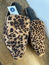 A New Day 9 Leopard Faux Suede Flats Slip On Shoes NWT