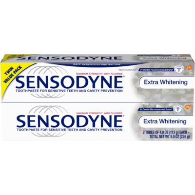 Sensodyne Sensitivity Toothpaste, Extra Whitening, for Sensitive Teeth, 24/7 Pro