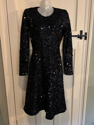 Stunning Warehouse black sequin long sleeved midi dress, perfect