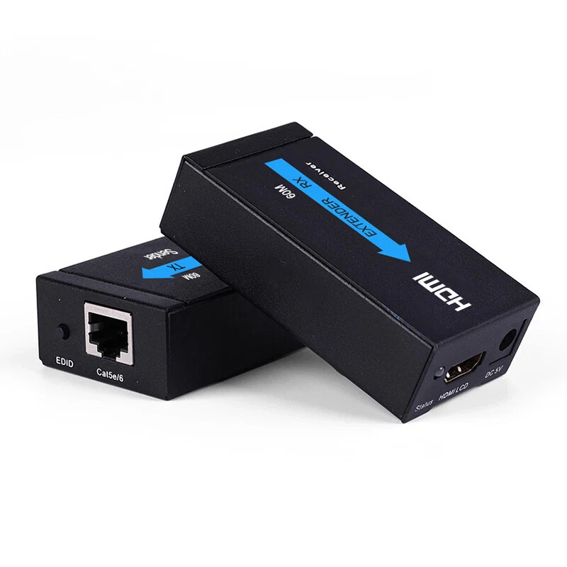 60m HDMI Extender Transmitter Receiver Converter CAT5e 6 UTP RJ45