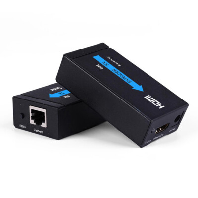 60m HDMI Extender Transmitter Receiver Converter CAT5e/6 UTP RJ45 Cable PC To TV