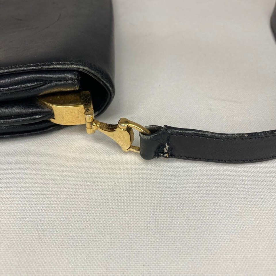 Gucci Horsebit Rare Shoulder Bag Black Leather Sherry Line Auth eBay