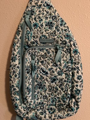 VERA BRADLEY Iconic Sling Backpack Bag CLOUD VINE Aqua Blue  display picture 3