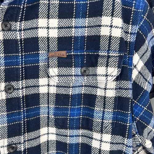 Orvis Check Heavyweight Flannel Cotton Long Sleeve Shirt Jacket Shacket Mens L - Picture 4 of 6