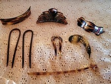 Lot Of 8 Vtg. Faux Tortoise Shell Hair Pieces