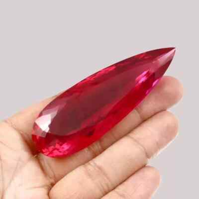 150 Ct+ A++ Natural Flawless Blood Red Ruby Pear Cut Loose Gemstone Big Size